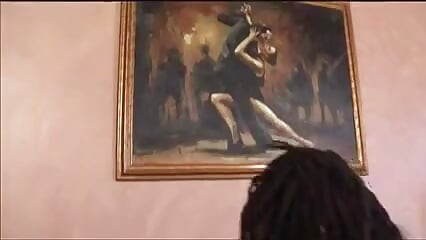 Stunning black bitch with firm tits gets nailed on the sofa by a hunk
