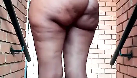 Risky outdoor, naked outside with my big ass