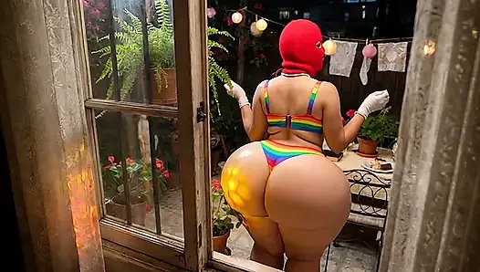 Gadis sekolah pantat montok dengan seragam dimata-matai di halaman belakang