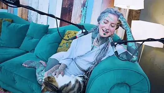 I talk about E - Empathy - ASMR podcast SFW talking goth skinny girl dreadlocks tattoo model inked girl