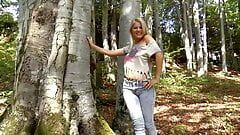 Sexy blonde whore banged hard in the wood