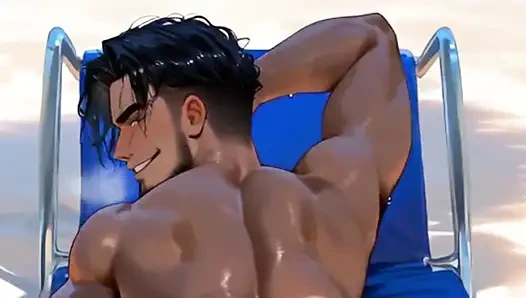 Latino Trans Man Receives a Hard Gift Inside His Asshole on the Beach. Ftm Hentai Animation.