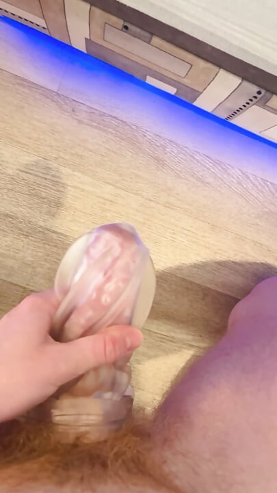 Big Dick Twink Cumming Hard with a Sex Toy Fleshlight and Huge 21cm Dildo