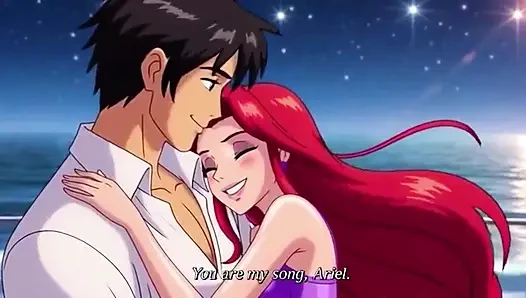 Ariel & Eric moonlit balcony passion - Romantic 3D Anime Love