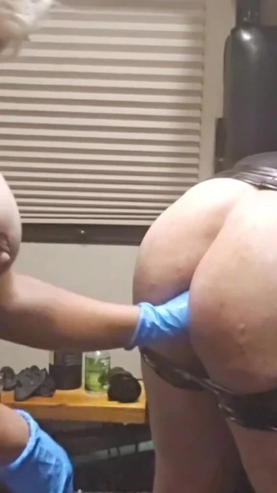 Powerful moment from "Blondie brutally whips and pegs her giant slave"