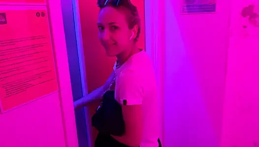 Couple Fucking Hard in Public Solarium Tanning Cabin - Risky Public Sex with People Around FULL VIDEO