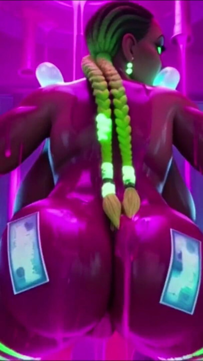 Cyberpunk Neon Oil Twerk: Nude Voluptuous Back Dances 2034 | Clip 3