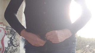 Robe noire collants mini-jupe