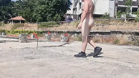 Boy all naked outdoor