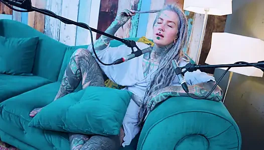 I talk about H - Happiness - ASMR podcast SFW talking goth skinny girl dreadlocks tattoo model inked girl