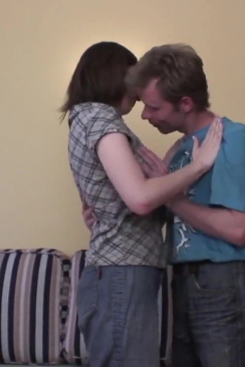 Hairy girl sucks a huge cock then rides it to a cumshot
