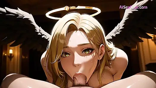 Parlak kanatları olan ilahi güzellik sert sikiliyor ve ölümlü sevgilisi tarafından dölleniyor (ai porno)