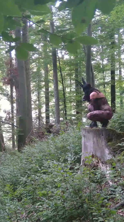 With a bunny mask and a dog collar around my neck | Clip 1