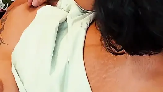 Pratibha sucked her friend Akash's cock and drank water.