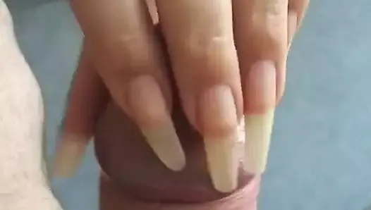Long nails scratching tease and handjob