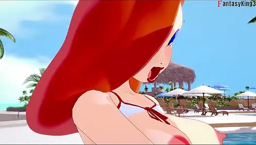 Jessica Rabbit dientot di kolam renang umum