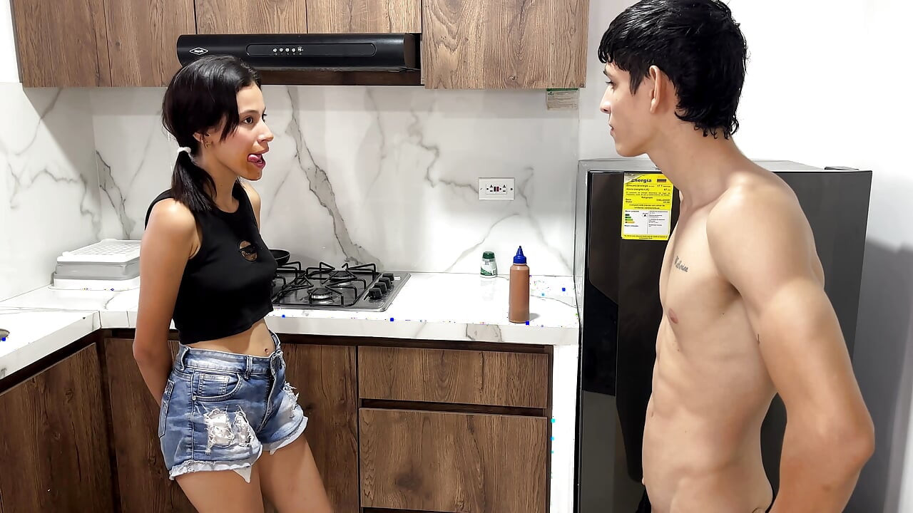 I Catch My Stepsister Eating My Chocolate Without Permission and Punish Her with a Hard, Wild Penetration Without a Condom!
