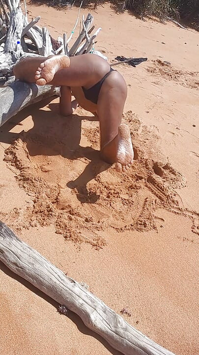Ladysilva on the beach in panties tanning her hot ass