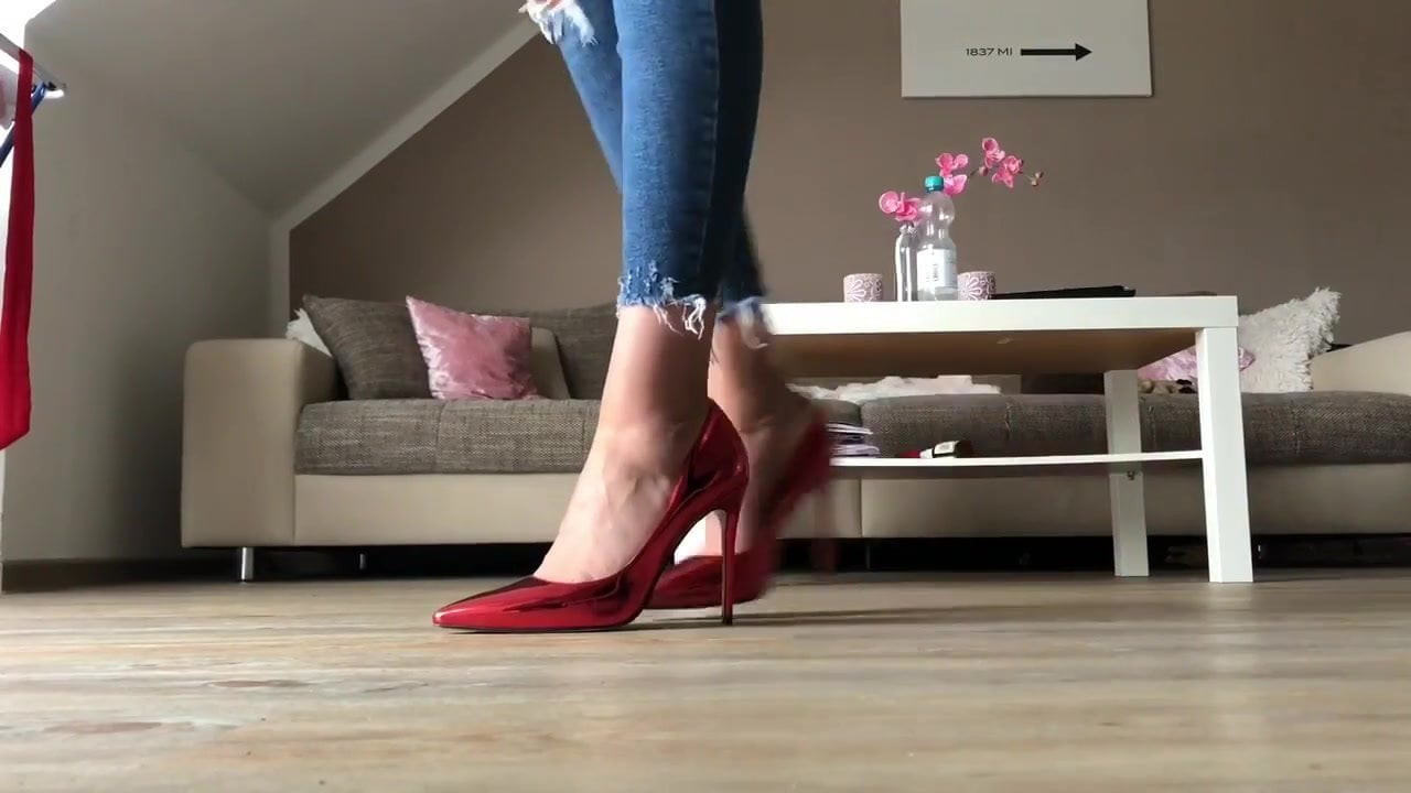 Goddess Tiffany Red Highheels walk Softsoles