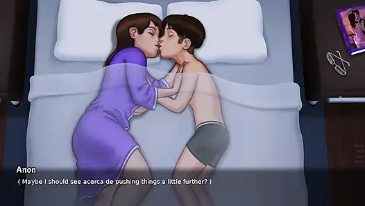 Stepmom and stepson making love under the covers - Summertime Saga