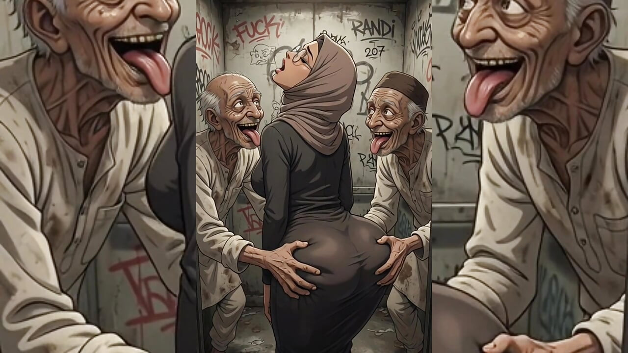 Hijabi Muslim Babes Degraded & Gangbanged by Ugly Bastards in tight spaces - Hijabi Series Part 3
