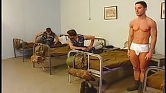 Six muscular and horny soldiers fucking in the barrack