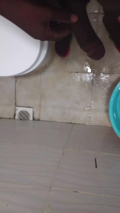 I stroke my hard dick in the morning bathroom