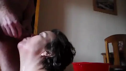 John is peeing when Jen licks his cock