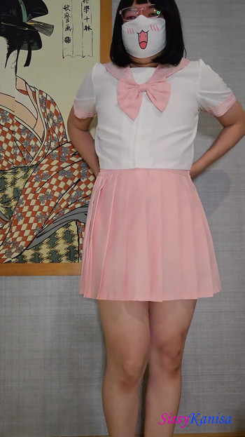Sissy Kanisa's Fitting Room: Take off Pink Seifuku (japanese Student Uniform)