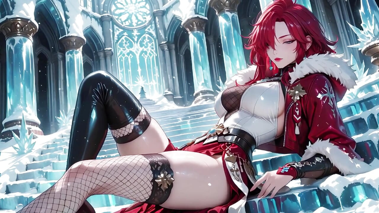 La hechicera pelirroja hace una entrada impresionante en el Salón de Cristal, con la túnica ligeramente abierta y el bastón golpeando de forma seductora.