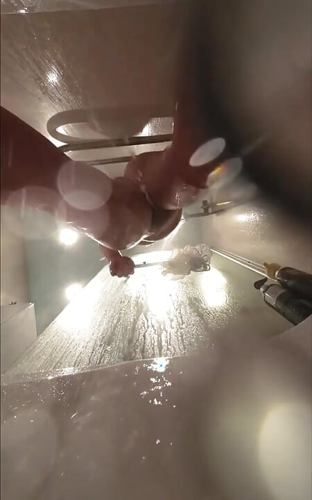 Webcam Under Stepsisters Bath. Wet Pussy After Sex with Boyfriend