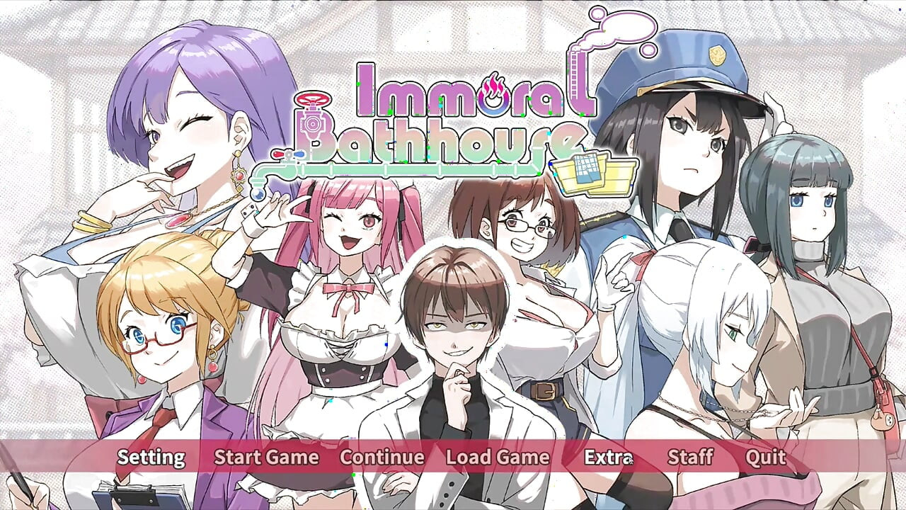 Hentai Game - Naughty Big-Boobs Married Woman Sex - Immoral Bathhouse