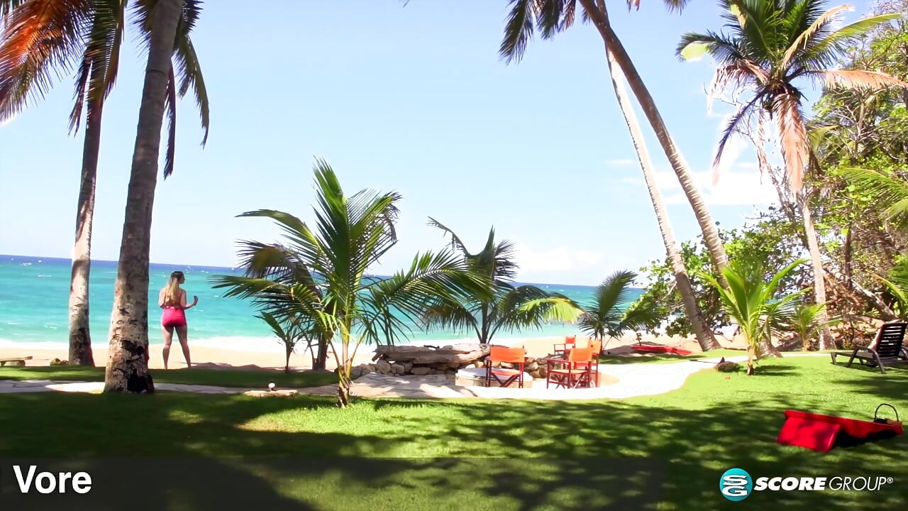 The all-American blonde is an island swinger