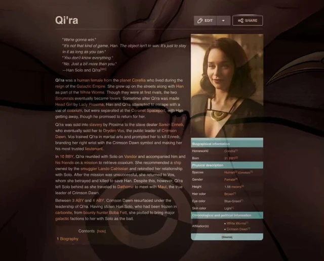 Звездные войны Qira раздвигает ноги для Dryden VOS
