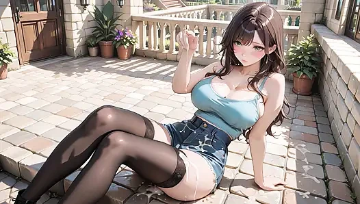 Schwarze beine in strümpfen weit gespreizt! Blaue göttin cowgirl reitet leidenschaftlich bis die beine wackeln