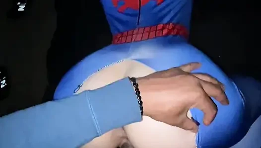 Spidey woman takes big black cock in cosplay sex