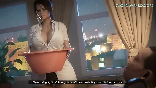 Sapık hemşire orta yaşlı seksi kadın büyük zenci yarağı hastasını iyileştirmek için vücudunu kullanıyor (3 boyutlu anime seks oyunu)