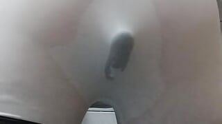 Handsome sexy twink in the shower plays with his cock in the shower using a toy in his ass