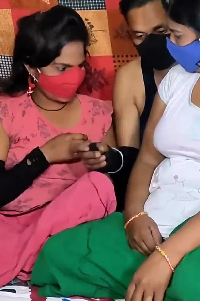 Desi Indian Bhabhi with Her Stepsister Threesome Sex with Husband