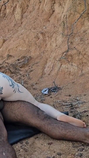 Captivating moment from "I let him eat my ass on the mountain I got so horny that I poured all my cum on the bastard's cock"