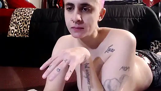 Spitting hands soaked in spit