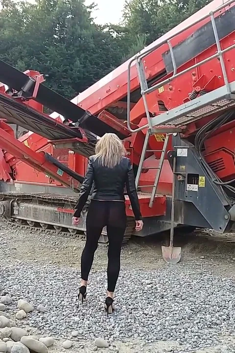 Grandma Is Walking Around in a Gravel Pit Wearing Sheer Leggings!