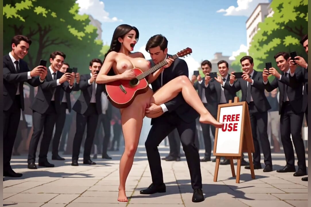 Naked Playing Guitar, Free Use, Uncensored Hentai Animation, 3D Cartoon, Braids