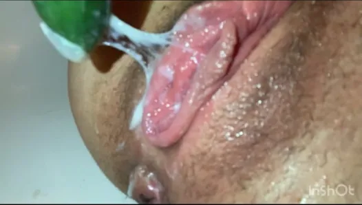 Hairy Pissy Pumped Pussy Cucumber Fuck