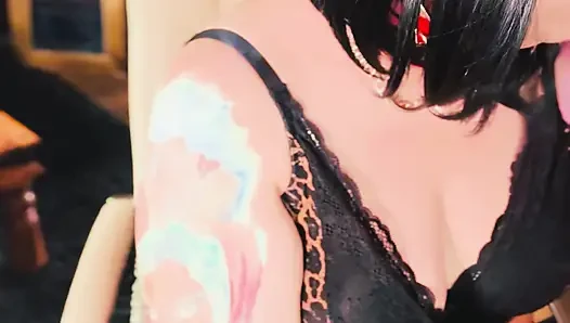 A Stunning Brit Smokes A Cigarette Using A Holder - Tina Snua Smoking Smoker Leather Bra
