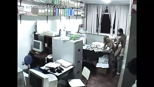 Horny employees having sex in the office after hours