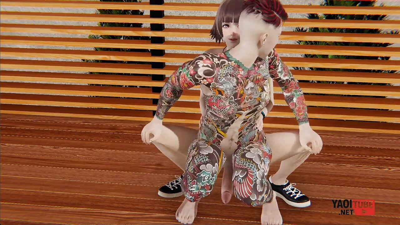Yaoi - Guy with a Fully Tattooed Body Fucked by Twink