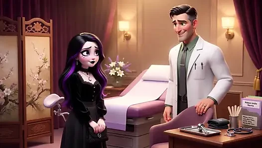 Luna'nın şehvetli ilk kontrol gotik güzelliği doktorunun bakıcı ellerinde uyanıyor (yapay zeka oluşturuldu)