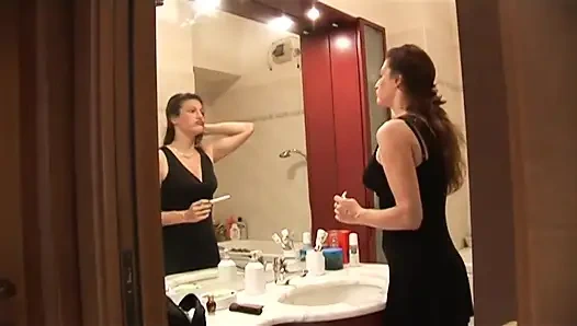 Dirty brunette gets banged and filmed by her young lover while her husband is away