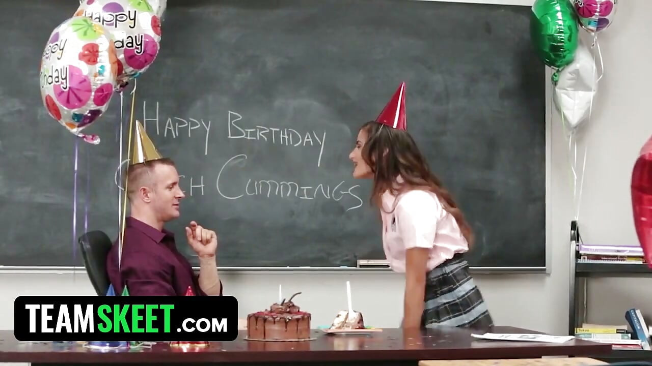 Naughty teen Chi Chi Medina fucks coach cummings for his birthday